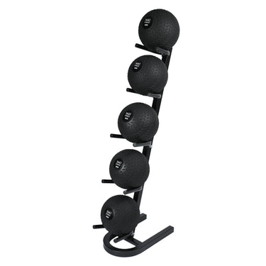 Z Grip Slam ball Combo Set - 8 Kg to 15 Kg with Ball Rack medicine balls on a stand against a white background